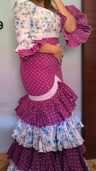 Traje de flamenca manga al codo