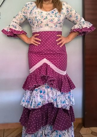 Traje de flamenca manga al codo