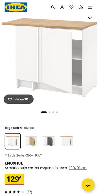 Armario Cocina KNOXHULT Esquinero IKEA Blanco