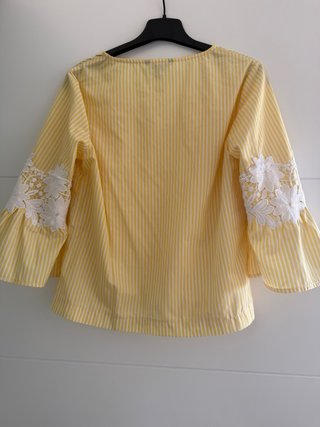 Blusa Cortefiel Rayas Blancas y Amarillas