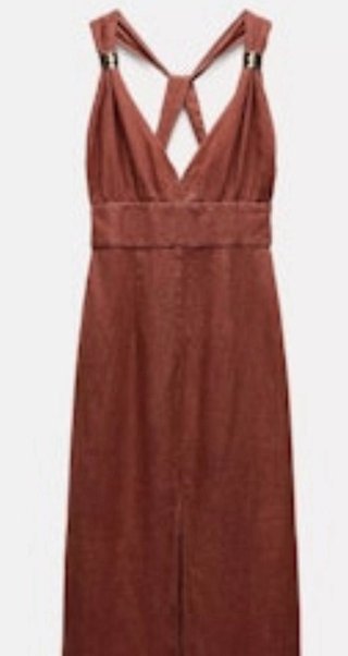 Vestido Zara Lino Marrón