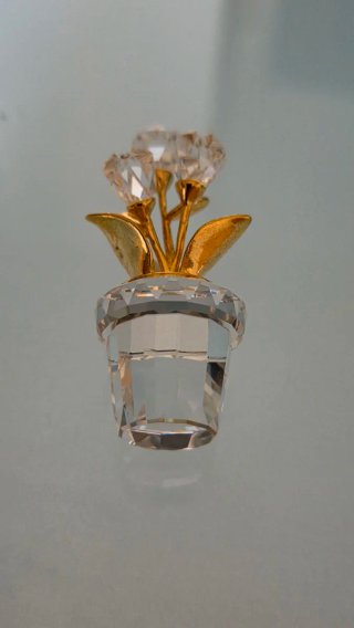 Statuetta Fiore Swarovski Vetro e Metallo