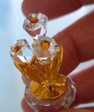 Statuetta Fiore Swarovski Vetro e Metallo