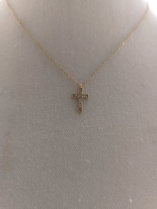 Collar Cruz Dorado con Circonitas