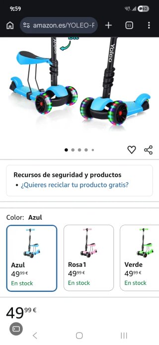 Patinete evolutivo 3 ruedas luces Yoleo