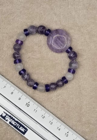 Pulsera Amatista y Cuarzo Lechoso Elástica