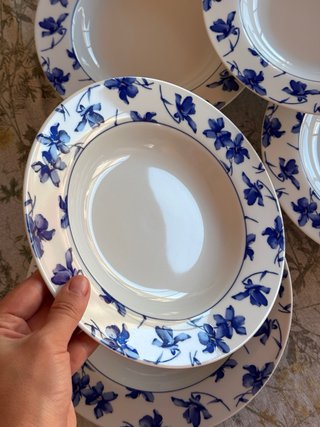 Set 6 Platos Hondos Vista Alegre Flores Azules