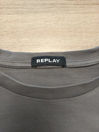 Camiseta Replay Gris Logo Naranja