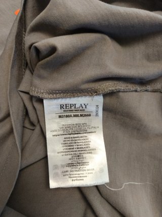 Camiseta Replay Gris Logo Naranja