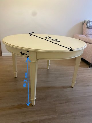 Mesa extensible de madera blanca/beige