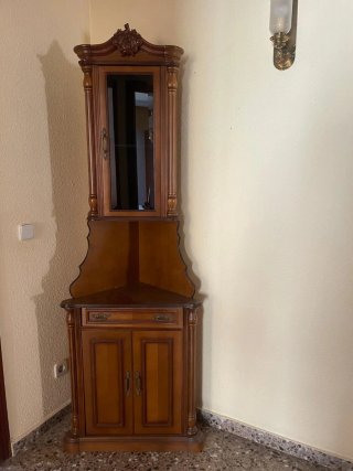 Mueble Esquinero Antiguo Madera y Cristal