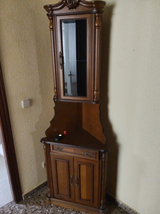 Mueble Esquinero Antiguo Madera y Cristal