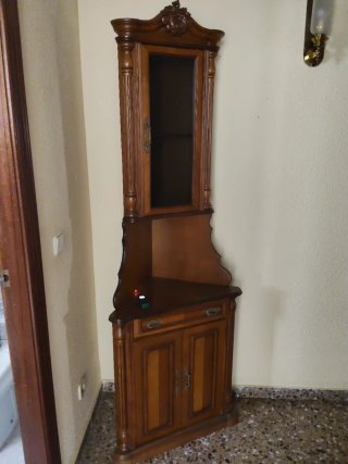 Mueble Esquinero Antiguo Madera y Cristal