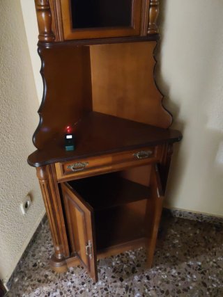 Mueble Esquinero Antiguo Madera y Cristal
