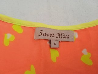 Canotta arancione e giallo fluo con cuori donna