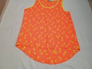 Canotta arancione e giallo fluo con cuori donna