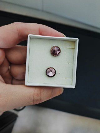 Pendientes de cristal rosa y oro