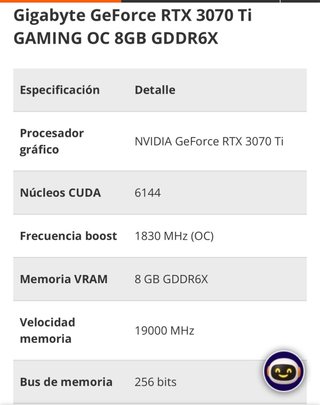 Gigabyte RTX 3070 Ti Gaming OC Tarjeta Gráfica 8GB