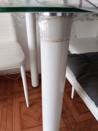 Mesa de comedor cristal y metal
