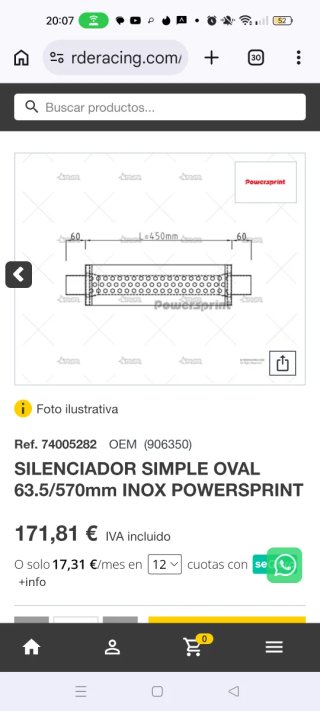 Silencioso Inox Powersprint Nuevo