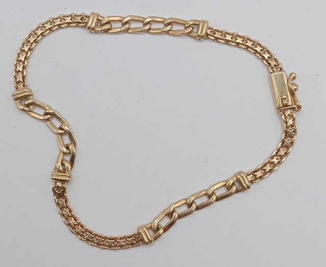 Pulsera Bismark de oro 18k, 7,1gr, Ref. O-407.