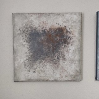 Coppia di quadri astratti beige e grigi
