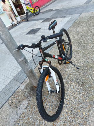 Bicicleta de montaña negra y blanca