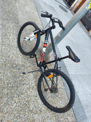 Bicicleta de montaña negra y blanca