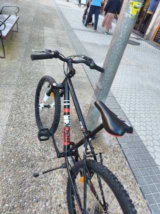 Bicicleta de montaña negra y blanca