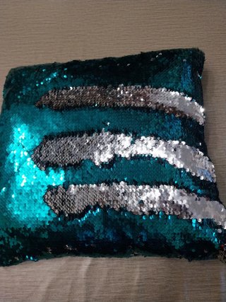 Cuscino Paillettes verde/argento