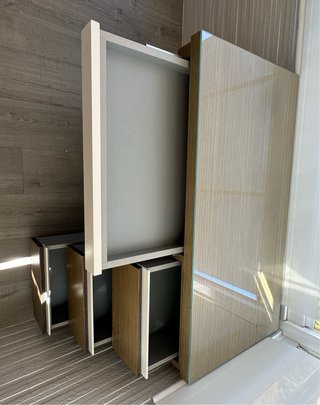 Escritorio madera y cristal
