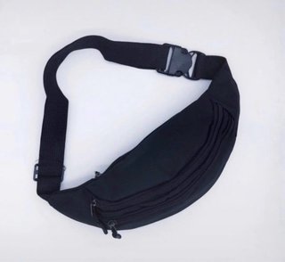 Riñonera negra unisex ajustable doble cremallera