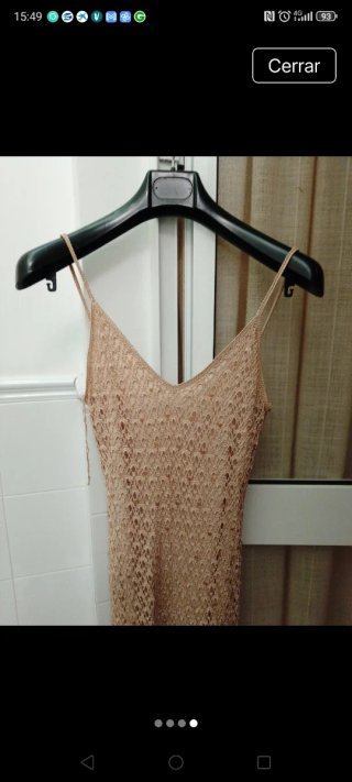 Vestido crochet midi beige .