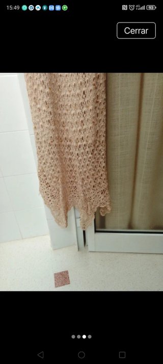Vestido crochet midi beige .
