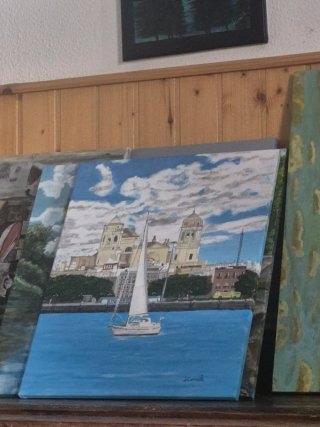 Cuadro pintado a mano velero