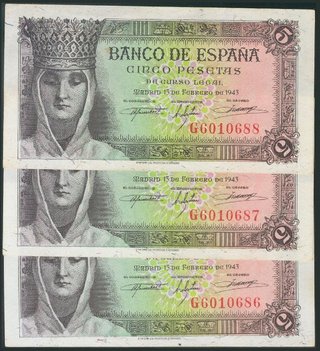 1X 5 Pesetas 1943 Isabel La Catolica Ebc