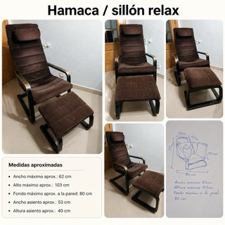 Mueble salón, sofá, mesa, sillas y hamaca