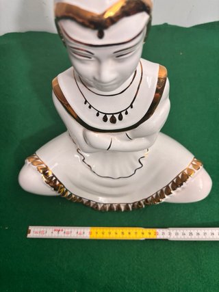 Statuina Porcellana Bianca e Oro Stile Orientale