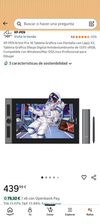 XP-PEN Artist Pro 16 Tableta Gráfica. (Sin abrir)