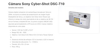 Cámara Sony Cyber-shot 7.2 MP