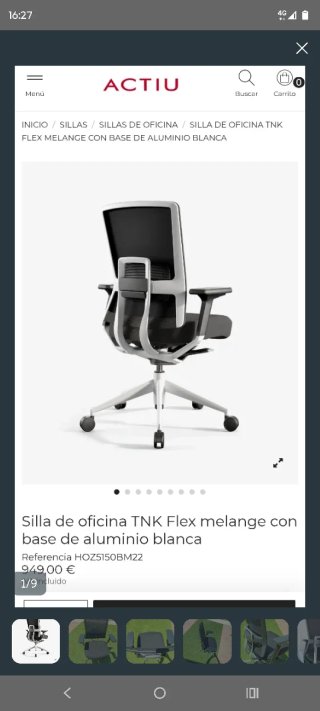 Silla de oficina Ergonomica Actiu TNK Flex 350€