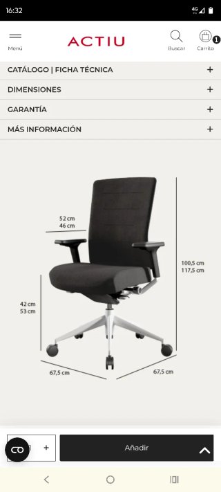 Silla de oficina Ergonomica Actiu TNK Flex 350€
