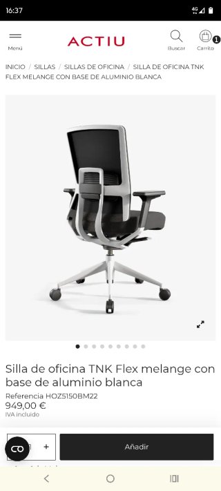 Silla de oficina Ergonomica Actiu TNK Flex 350€