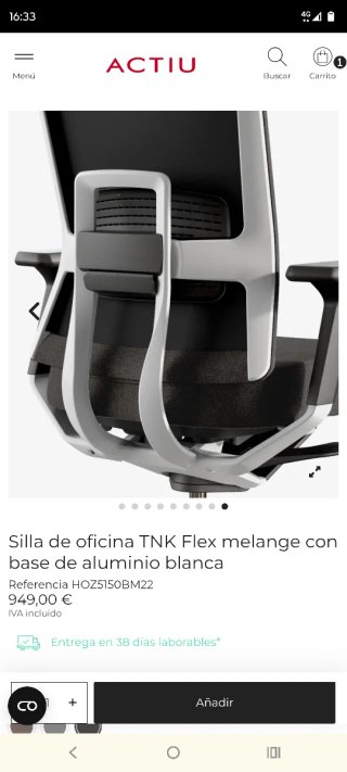 Silla de oficina Ergonomica Actiu TNK Flex 350€