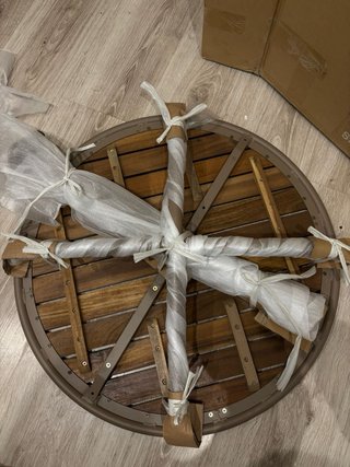 Tavolo da giardino rotondo in acciaio e legno Tilda