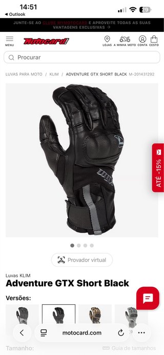 Luvas Klim Adventure GTX Gore-Tex Novas