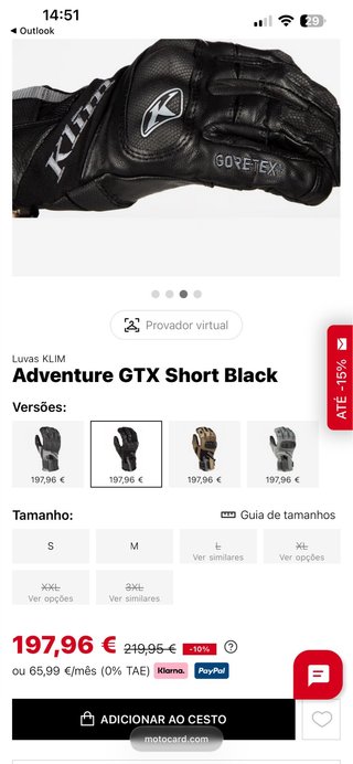 Luvas Klim Adventure GTX Gore-Tex Novas