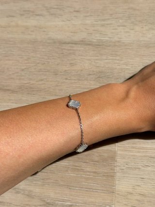 Pulsera Plata Ley Trébol Blanco
