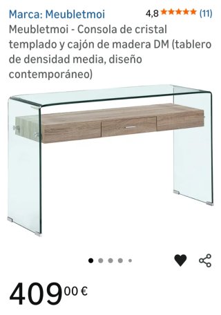 OCASION ! Consola cristal templado Meubletmoi cajó