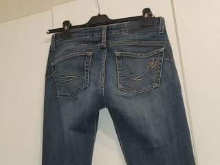 Jeans skinny blu con zip
